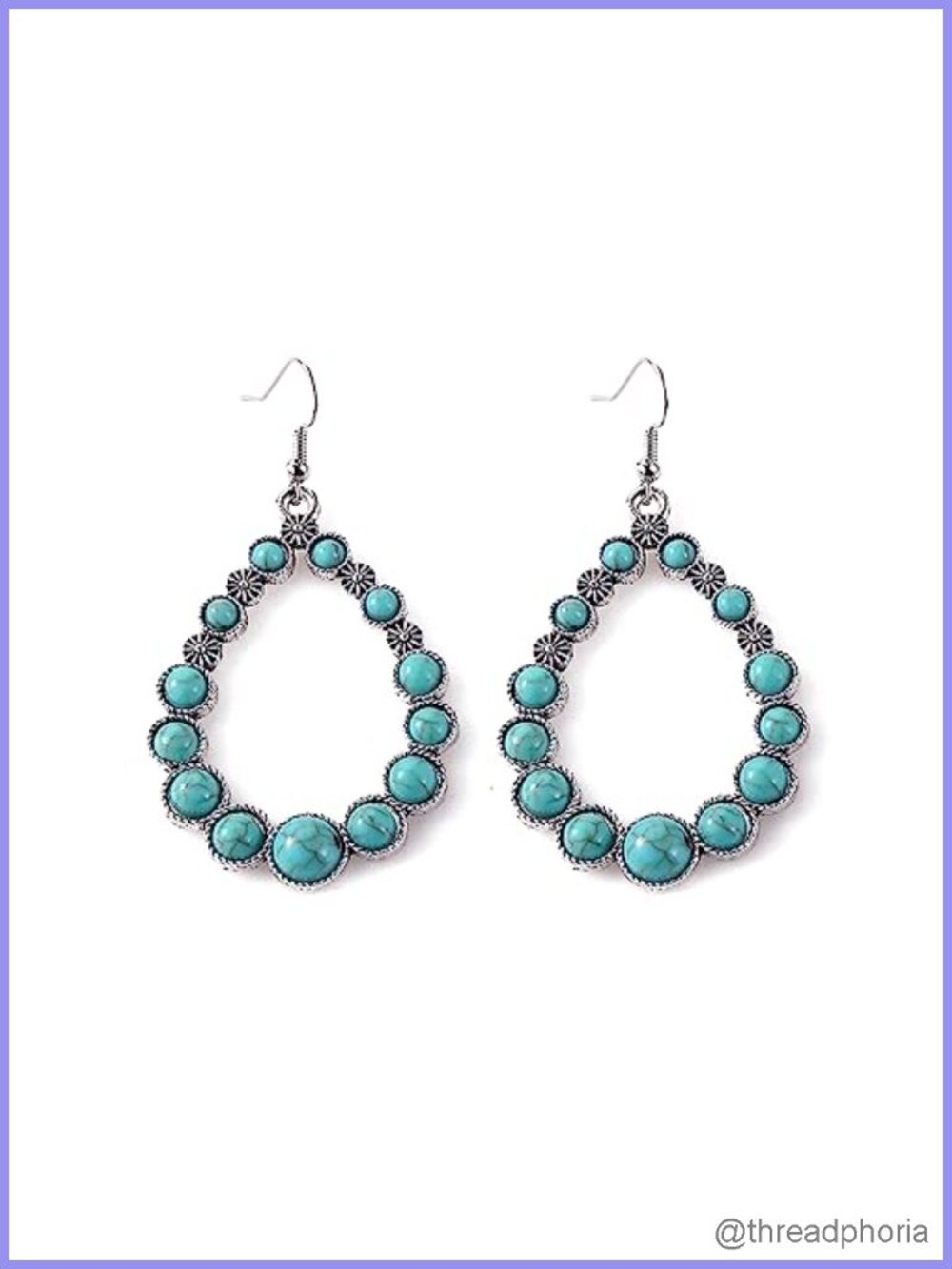 Turquoise Dangle Earrings, 925 Silver Boho Teardrop Drop Earrings for Women